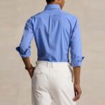 POLO RALPH LAUREN MEN'S SHIRT CUSTOME FIT POPLIN BLUE END ON END - Image 2