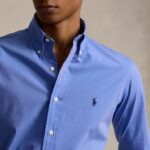 POLO RALPH LAUREN MEN'S SHIRT CUSTOME FIT POPLIN BLUE END ON END - Image 3