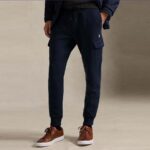 POLO RALPH LAUREN MEN'S DOUBLE-KNIT CARGO JOGGING BOTTOM AVIATOR NAVY