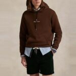 POLO RALPH LAUREN MEN'S LONG SLEEVE-SWEATSHIRT LOGO DOUBLE-KNIT HOODIE BRANCH BROWN