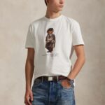 POLO RALPH LAUREN MEN CUSTOM SLIM FIT BEAR JERSEY T-SHIRT WHITE