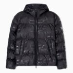 EMPORIO ARMANI EA7 PADDED HOODED JACKET WITH ALL OVER LOGO PRINT BLACK - Image 5