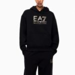 EMPORIO ARMANI EA7 WOMAN VISIBILITY HOODED SWEATSHIRT BLACK GOLD