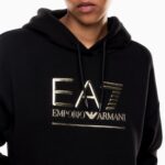 EMPORIO ARMANI EA7 WOMAN VISIBILITY HOODED SWEATSHIRT BLACK GOLD - Image 2