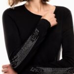 EMPORIO ARMANI WOMAN LOGO SERIES STRETCH JERSEY LONG SLEEVED T-SHIRT BLACK - Image 2