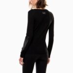 EMPORIO ARMANI WOMAN LOGO SERIES STRETCH JERSEY LONG SLEEVED T-SHIRT BLACK - Image 3