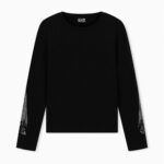EMPORIO ARMANI WOMAN LOGO SERIES STRETCH JERSEY LONG SLEEVED T-SHIRT BLACK - Image 4
