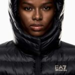 EMPORIO ARMANI EA7 WOMEN'S BLOUSON PADDED HOODED JACKET BLACK - Image 3