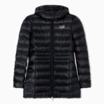 EMPORIO ARMANI EA7 WOMEN'S BLOUSON PADDED HOODED JACKET BLACK - Image 4