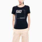 EMPORIO ARMANI EA7 WOMAN TRAIN LOGO SERIES SHORT SLEEVE CREW NECK T-SHIRT ARMANI BLUE