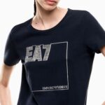 EMPORIO ARMANI EA7 WOMAN TRAIN LOGO SERIES SHORT SLEEVE CREW NECK T-SHIRT ARMANI BLUE - Image 3