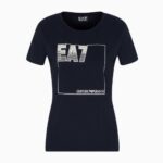 EMPORIO ARMANI EA7 WOMAN TRAIN LOGO SERIES SHORT SLEEVE CREW NECK T-SHIRT ARMANI BLUE - Image 4
