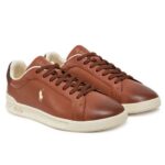 POLO RALPH LAUREN MEN HERITAGE COURT II LEATHER SNEAKER TAN/ECRU - Image 2