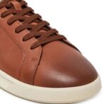 POLO RALPH LAUREN MEN HERITAGE COURT II LEATHER SNEAKER TAN/ECRU - Image 5