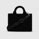 KARL LAGERFELD WOMEN'S SMALL BAG K/RSG MD SQUARE TOTE SHEARLING BLACK - Image 2