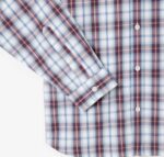 LACOSTE MEN'S REGULAR FIT LONG-SLEEVED POPLIN PLAID SHIRT BLANC BORDEAUX - Image 6