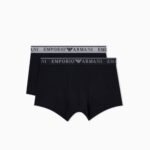 EMPORIO ARMANI MEN 2 PACK OF BOXER BRIEFS PARTE BASSA ENDURANCE LOGO BLACK/BLACK