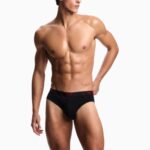 EMPORIO ARMANI MEN THREE PACK OF BRIEFS WITH BOLD MONOGRAM LOGO BLACK/BLACK/BLACK - Image 3