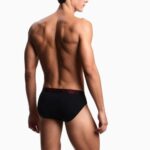 EMPORIO ARMANI MEN THREE PACK OF BRIEFS WITH BOLD MONOGRAM LOGO BLACK/BLACK/BLACK - Image 4