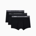 EMPORIO ARMANI MEN THREE PACK OF BOXER BRIEFS WITH CORE LOGO WAISTBAND BLACK/BLACK/BLACK