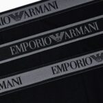 EMPORIO ARMANI MEN THREE PACK OF BOXER BRIEFS WITH CORE LOGO WAISTBAND BLACK/BLACK/BLACK - Image 2