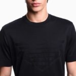 EMPORIO ARMANI MEN JERSEY T-SHIRT WITH INTARSIA LOGO NAVY JACQUA - Image 2