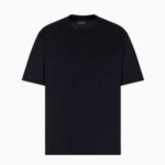 EMPORIO ARMANI MEN JERSEY T-SHIRT WITH INTARSIA LOGO NAVY JACQUA - Image 4
