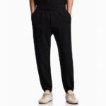 EMPORIO ARMANI MEN LYOCELL BLEND JACQUARD JERSEY TROUSERS FANCY BLACK