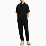 EMPORIO ARMANI MEN LYOCELL BLEND JACQUARD JERSEY TROUSERS FANCY BLACK - Image 2