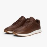 TOMMY HILFIGER MEN PREMIUM LEATHER HYBRID TRAINERS LEGACY BROWN - Image 2
