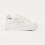 KARL LAGERFELD WOMEN'S SNEAKERS KREEPER LO SIGNIA EMBRO PATCH WHITE