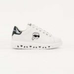 KARL LAGERFELD WOMEN'S SNEAKERS KAPRI KITE OUTLINE NFT LO LACE WHITE LTHR