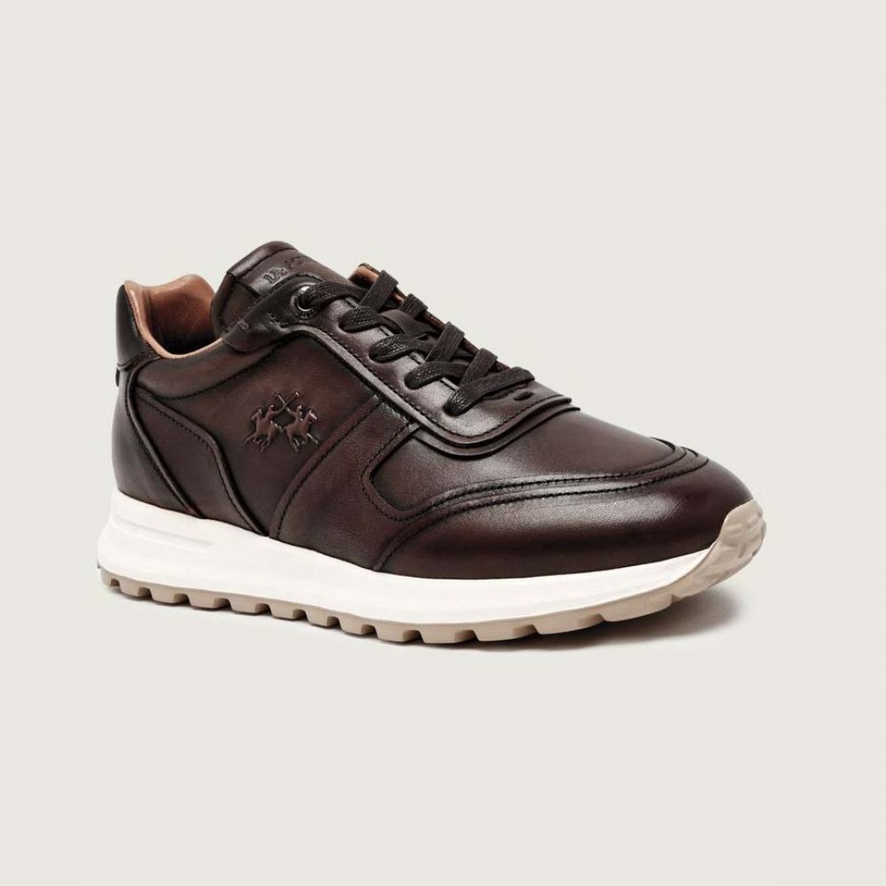 LF252.050.1T0.14.-1 LA MARTINA MEN'S SNEAKERS LEATHER DUSTIN BROWN - Image 1