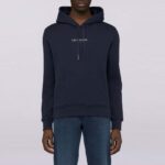 TRUSSARDI MEN'S DIAGONAL JERSEY HOODIED SWEATSHIRT BLUE