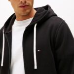 TOMMY HILFIGER MEN FLEECE ZIP THROUGH HOODY BLACK - Image 2