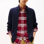 TOMMY HILFIGER MEN CLASSIC COTTON CABLE ZIP THROUGH JUMPER DESERT SKY