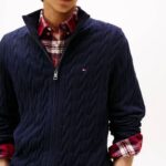 TOMMY HILFIGER MEN CLASSIC COTTON CABLE ZIP THROUGH JUMPER DESERT SKY - Image 2