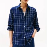 TOMMY HILFIGER MAN REGULAR FIT TEXTURED TWILL SHIRT DARK BLUE INDIGO/CHECK