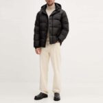 TOMMY HILFIGER MEN'S JACKET MIX DOWN HOODED PUFFER BLACK