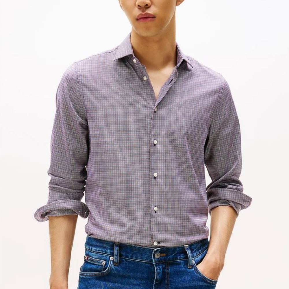 MW0MW40787-XIT-1 TOMMY HILFIGER MAN SMART CASUAL SLIM FIT CHECK SHIRT REGATTA RED MULTI - Image 1