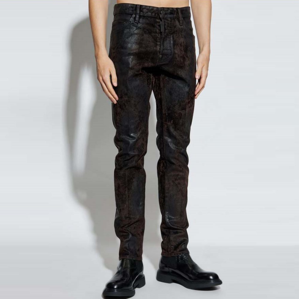 S71LB1653-143-1 DSQUARED2 MAN'S WAXED JEANS WITH VELOUR "COOL GUY" - Image 1