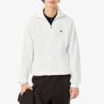LACOSTE MEN'S ZIP-UP HIGH NECK INTERLOCK SWEATSHIRT WHITE