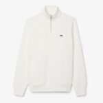 LACOSTE MEN'S ZIP-UP HIGH NECK INTERLOCK SWEATSHIRT WHITE - Image 3