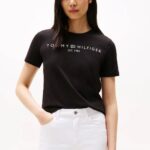 TOMMY HILFIGER WOMAN LOGO CREW NECK T-SHIRT BLACK