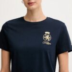 TOMMY HILFIGER WOMAN'S T-SHIRT GOLD CREST REG SS TEE DARK NIGHT NAVY - Image 3