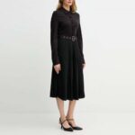 TOMMY HILFIGER WOMAN'S DRESS INTERLOCK MIX MEDIA POLO LS BLACK - Image 3