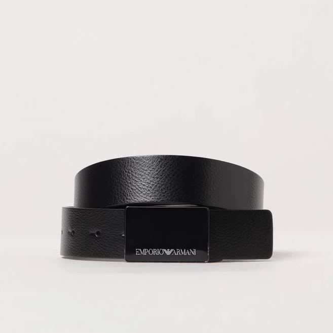 Y4S427YTU7J-84372-1IT0-11 EMPORIO ARMANI MAN LEATHER BELT WITH METAL BUCKLE BLACK - Image 1