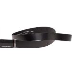 EMPORIO ARMANI MAN LEATHER BELT WITH METAL BUCKLE BLACK - Image 3