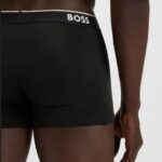 BOSS MEN'S THREE-PACK BOXER OF STRETCH COTTON TRUNKS WITH LOGO WAISTBANDS BLACK - Image 5