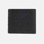 HUGO LEATHER FOLDING WALLET WITH GEOMETRIC LOGOS BLACK
